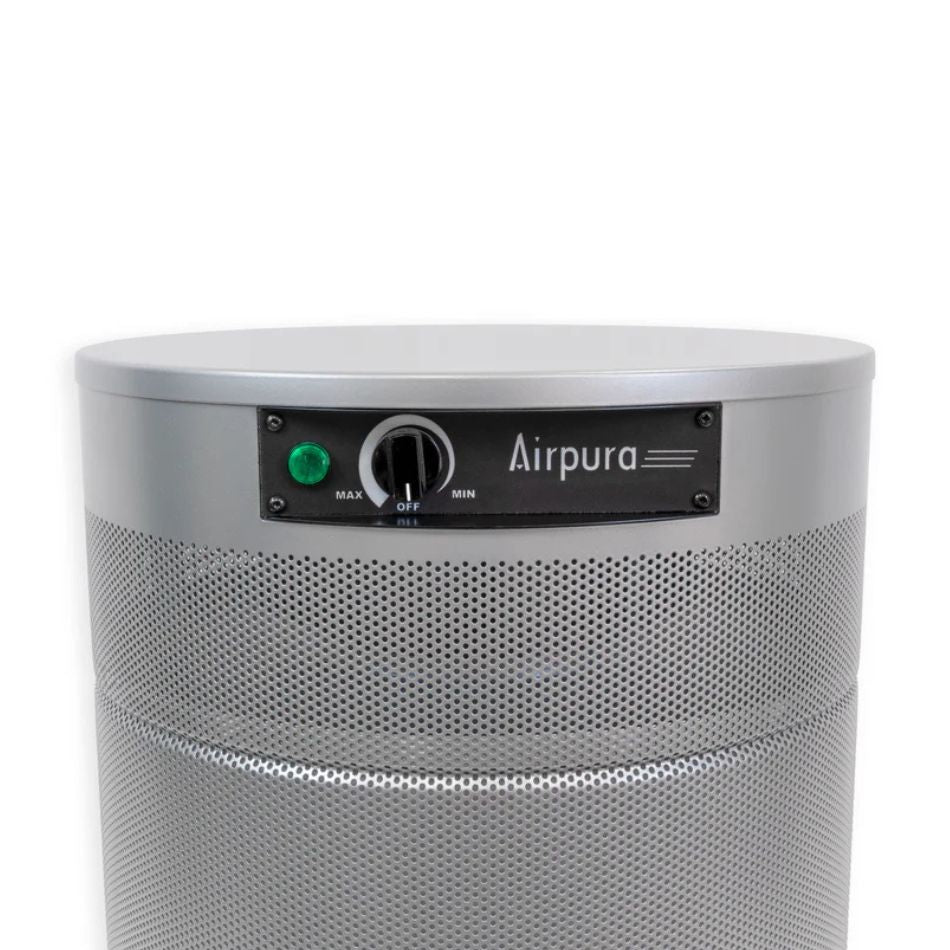 control panel closeup of silver Airpura 600 air purifier