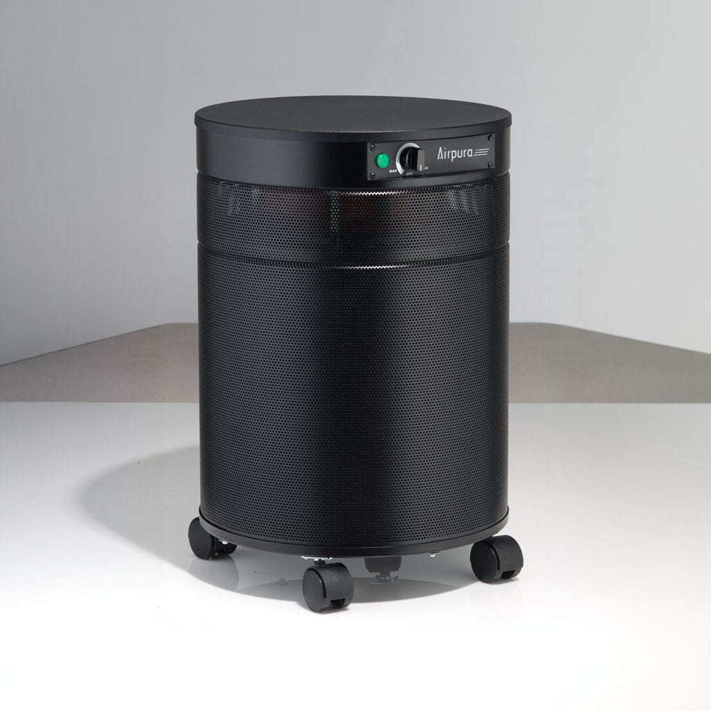 Black Airpura c600dlx air purifier angled view
