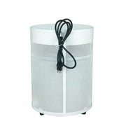 backview of white r400 air purifier with a black cord