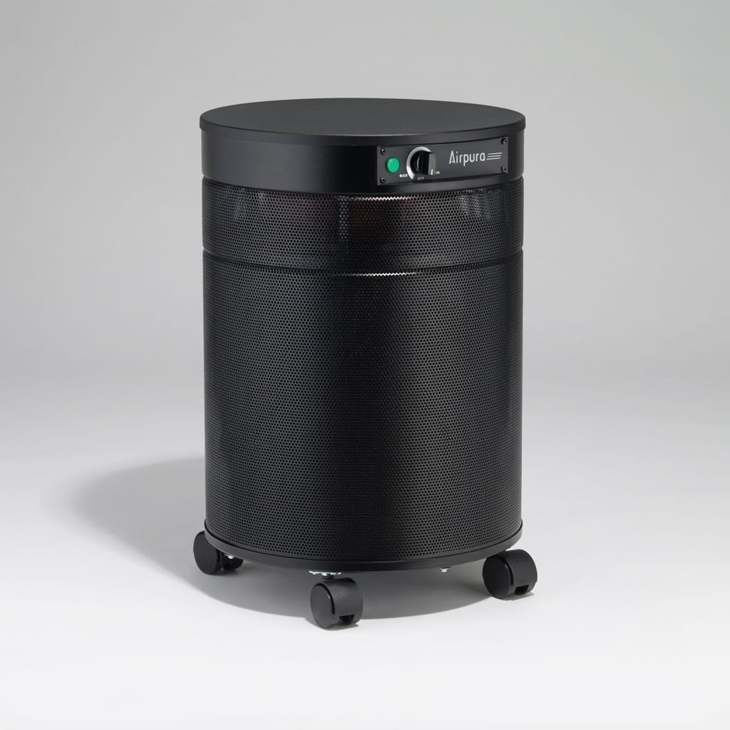 Black Airpura i600 air purifier sideview