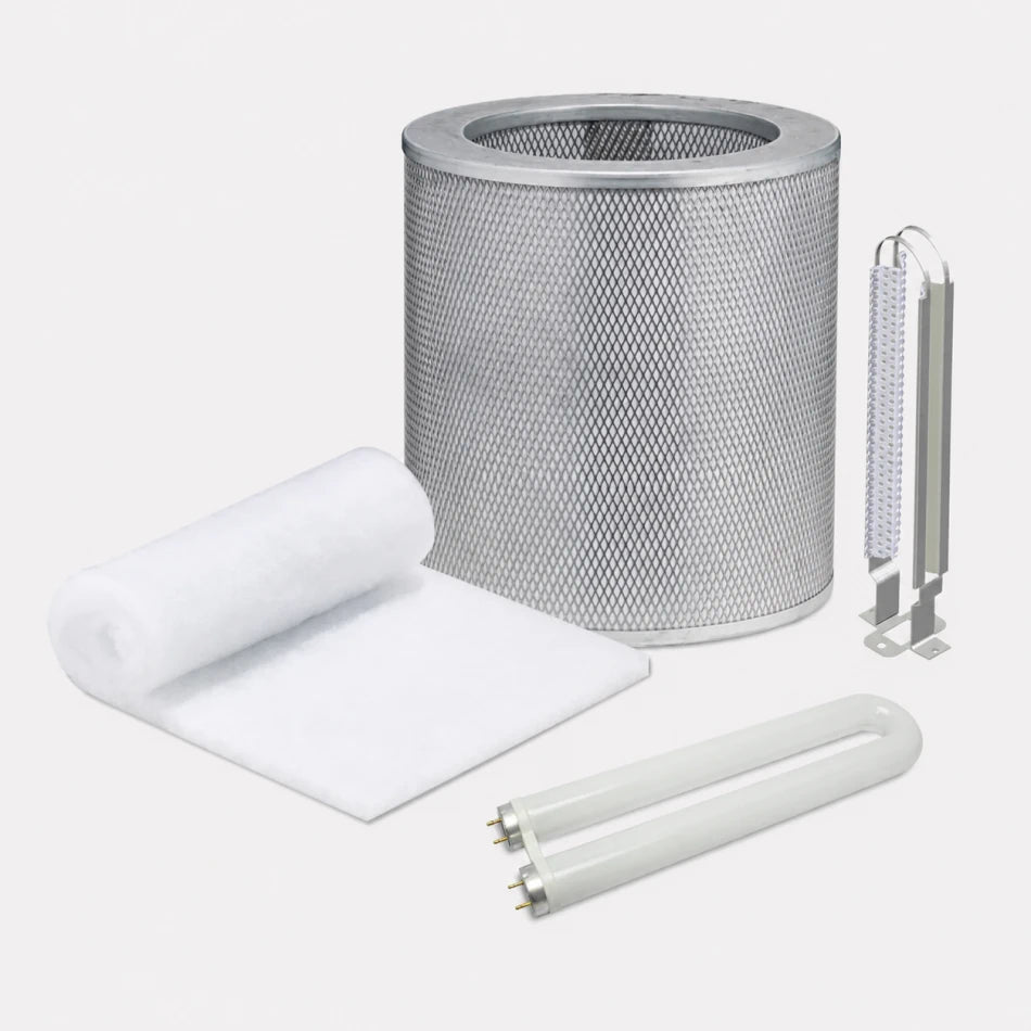 Airpura P600 carbon filter, UV lamp, PCO reflector, and prefilter set