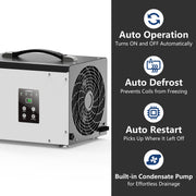 AlorAir Sentinel HD35P dehumidifier control panel and side view