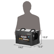 AlorAir Sentinel HDi65S dimensions beside person silhouette