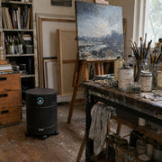 art studio with canvas paints and allerair airmedic pro 5 ultra air purifier