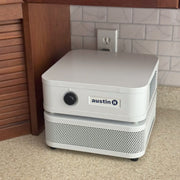 kitchen counter with Austin air "it" air purifier