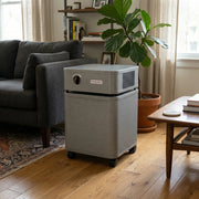 Austin air immunity machine in den next to sofa and end table