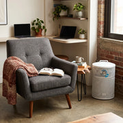 corner of room with armchair and Allerair airmed 3 air purifier