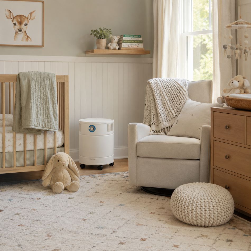 nursery room with allerair airmedic pro 5 hd mcs air purifier
